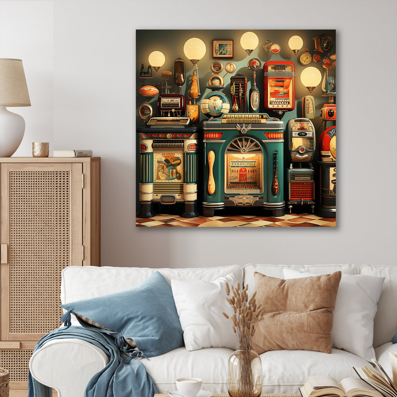 Nostalgic jukebox Tunes 3 - Jukeboxes, art mural sur toile, Toile tendue, H 16 po x l 16 po x P 1 po