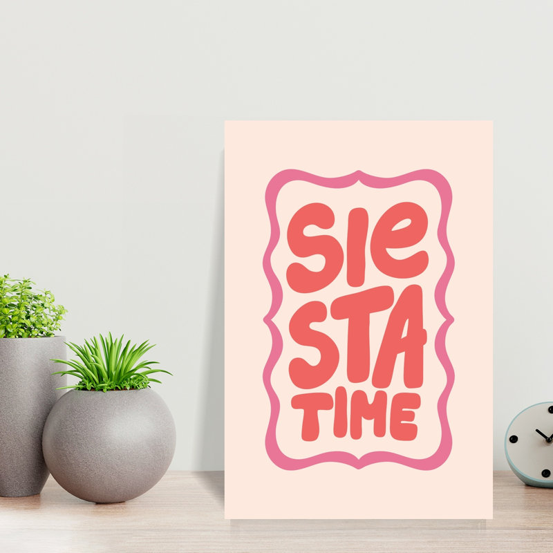 Pink Siesta Time Bold Playful Retro Summer Architecture Wall Art Print 1 Piece Wrapped Canvas Wall Art, 45.72cm H x 30.48cm W