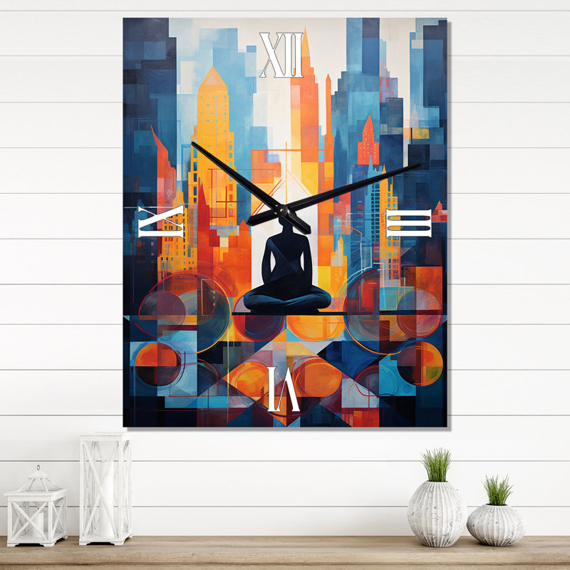 Yoga Cubisc Collae II - Horloge murale de yoga surdimensionnée, Médium