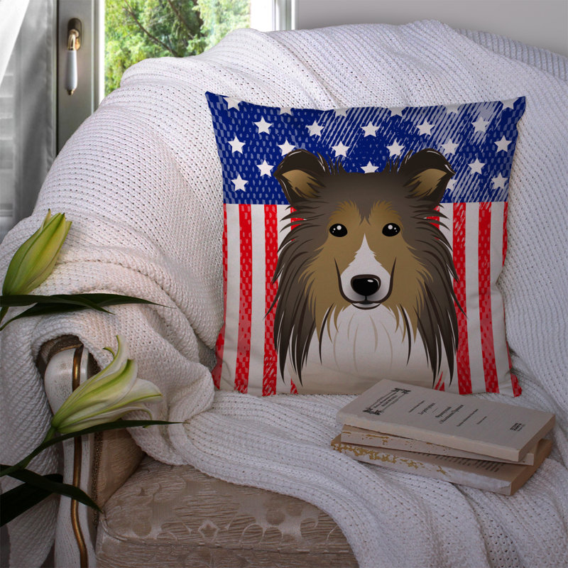  Coussin 14 "American Flag, 14 po x 14 po, Berger Shetland
