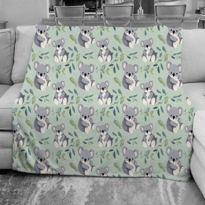 Couverture en molleton Koala à feuilles d'eucalyptus