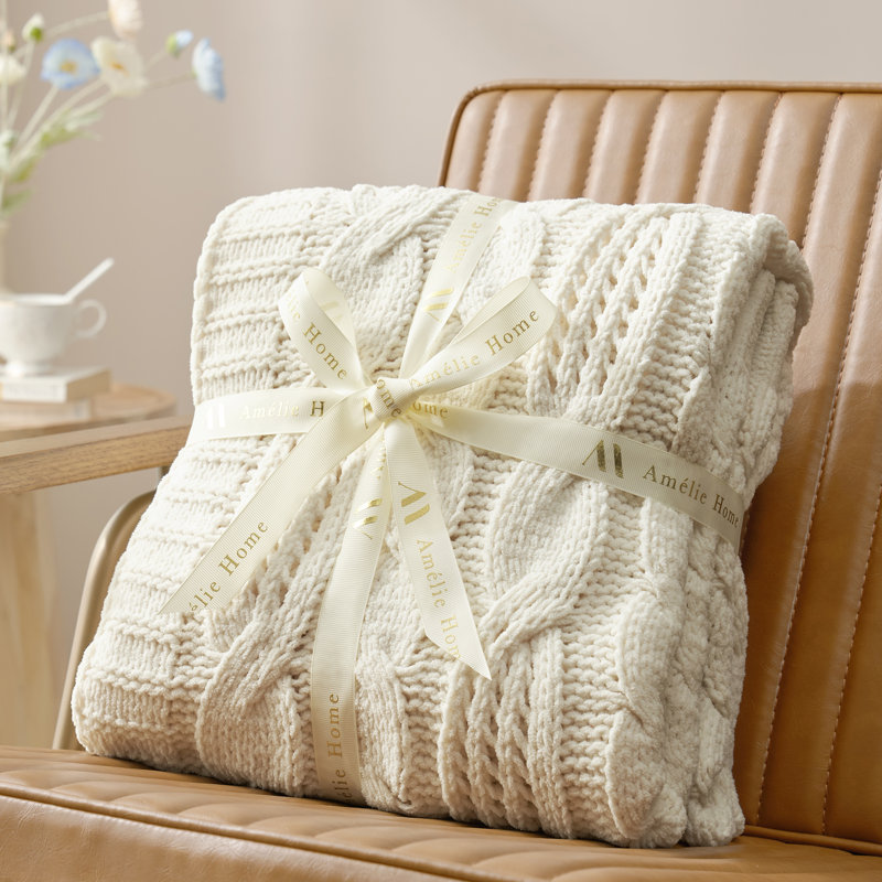 Jeté Elegant Chenille, Ivoire ivoire, L 50 po x L 60 po