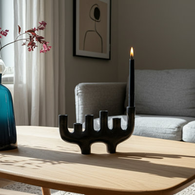 Porte-pilier et porte-cône en métal, bois, sculpture, silhouette, bureau à domicile moderne, salon, 7 po, noir