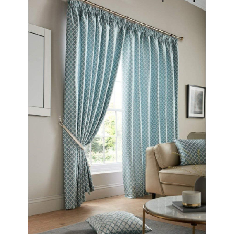 Dareece Cotswold Pencil Pleat Lined Curtains, Teal, Width 228 x Drop 274 cm