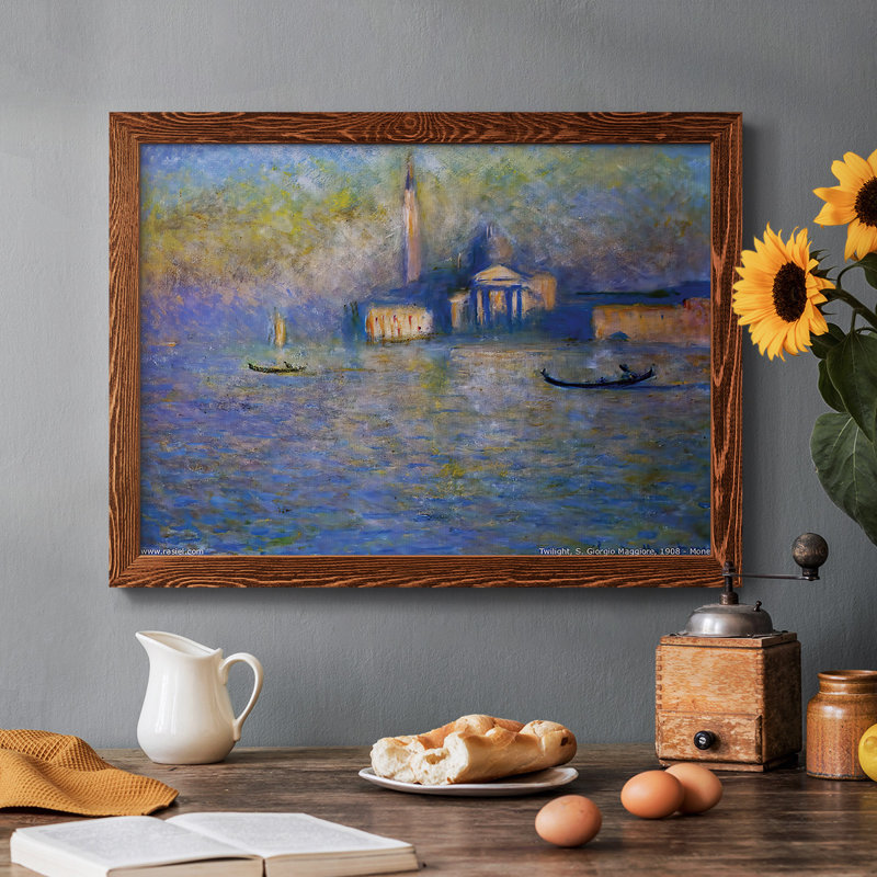 San Giorgio Maggior, Twilight, 1908, reproduction d'art sur toile, Érable, H 18 po x l 26 po x P 1,5 po