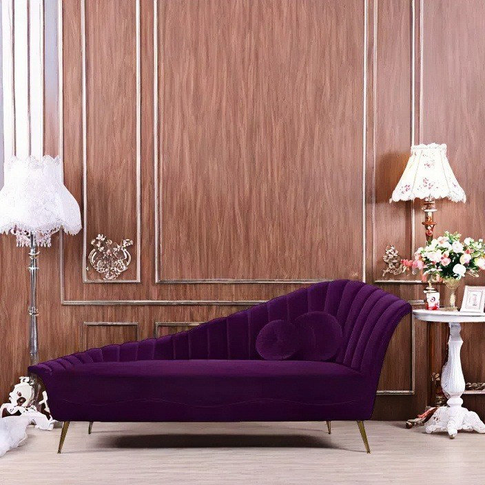 Élégante méridienne incurvée et confortable, Orienté à droite, Violet