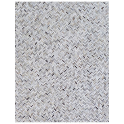 Mosaic Leather Cowhide Chevron Indoor Rug