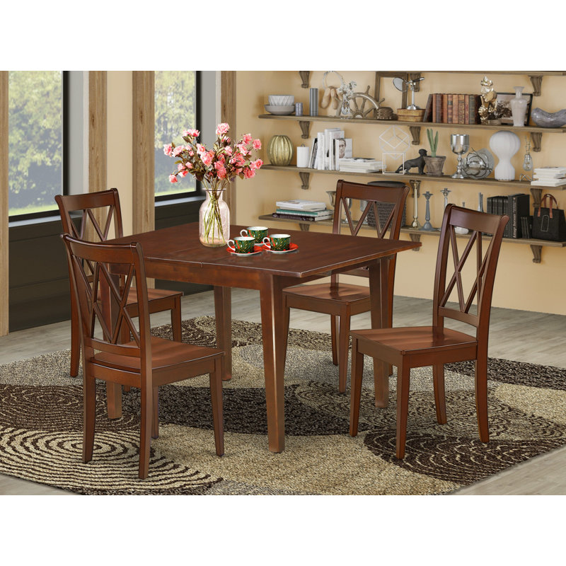 Laduke Extendable Solid Wood Dining Set, 5 Pieces: Table, 4 Chairs, Wooden