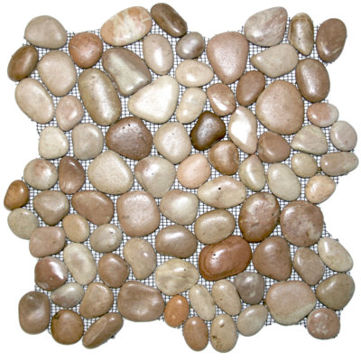 Carreau de mosaïque en pierre naturelle de taille aléatoire Shire - beige 12 po x 12 po à envers en maille - 1 pièce Pi.