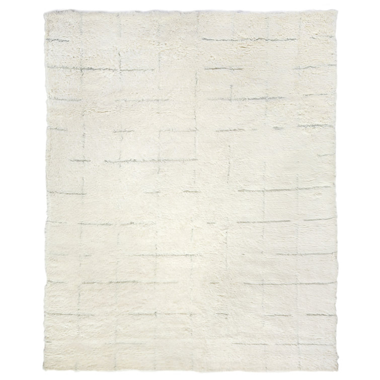 Moroccan Wool Geometric Area Rug in Gray