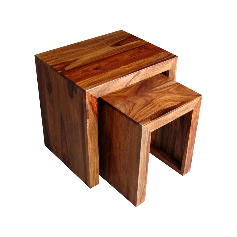 Solid Wood Pedestal Nesting Tables