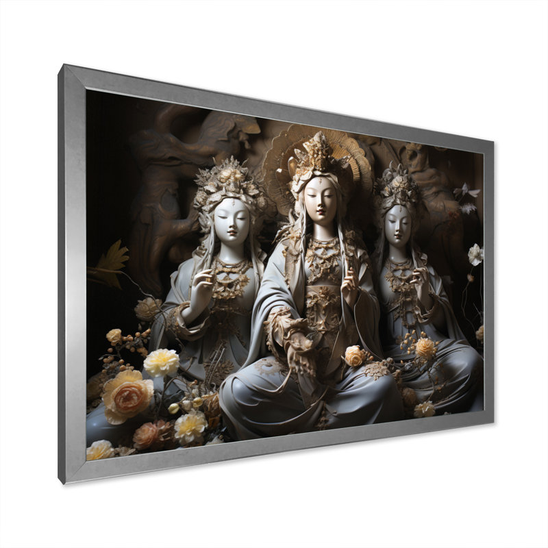 «Imperial Mystical Guardians» - reproduction, H 16 po x l 32 po x P 1 po, Cadre simple argenté