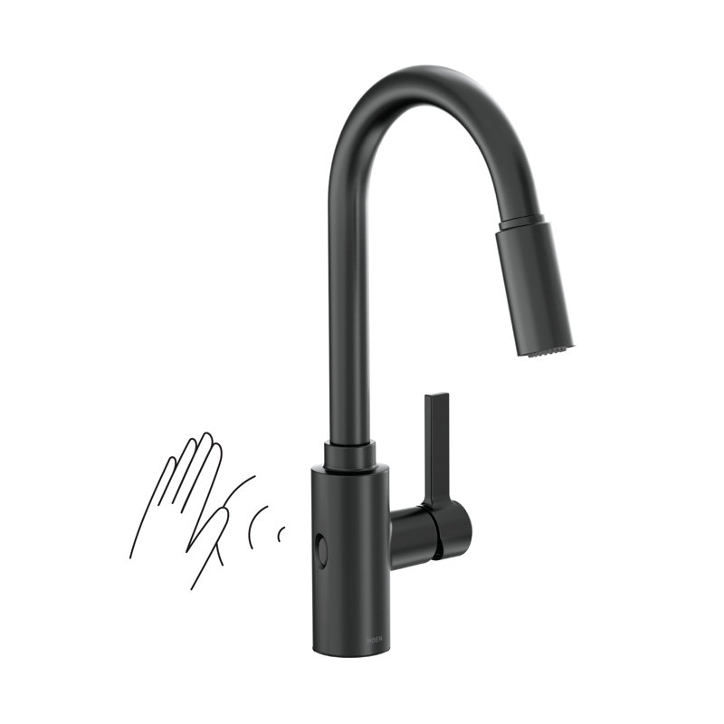 Genta LX Pull Down Touchless Single Handle Kitchen Faucet with Motionsense Wave and PowerClean, Matte Black