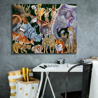  «Animaux du monde» par Tim Jeffs, art mural sur toile, 34 po x 26 po