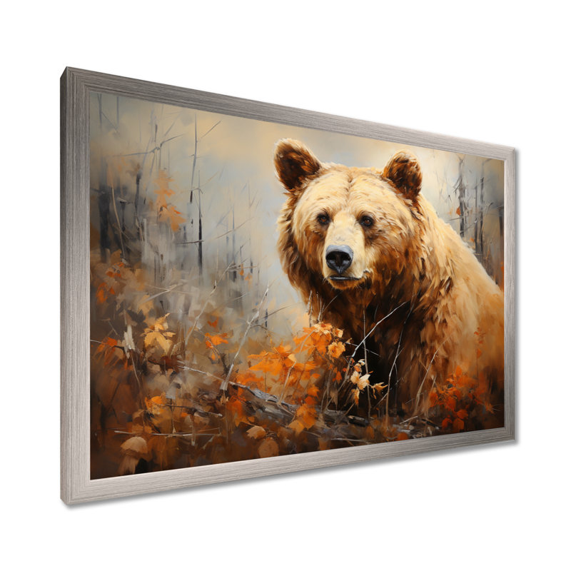Bazyli Bear Bears Boundary I - art mural ours, H 12 po x l 20 po x P 1 po, Cadre simple argenté