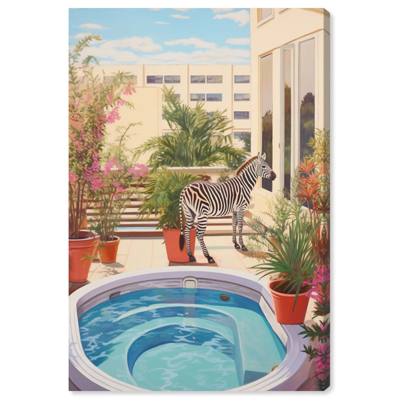 Art mural sur toile Zebra Hottub, Toile tendue, H 15 po x l 10 po