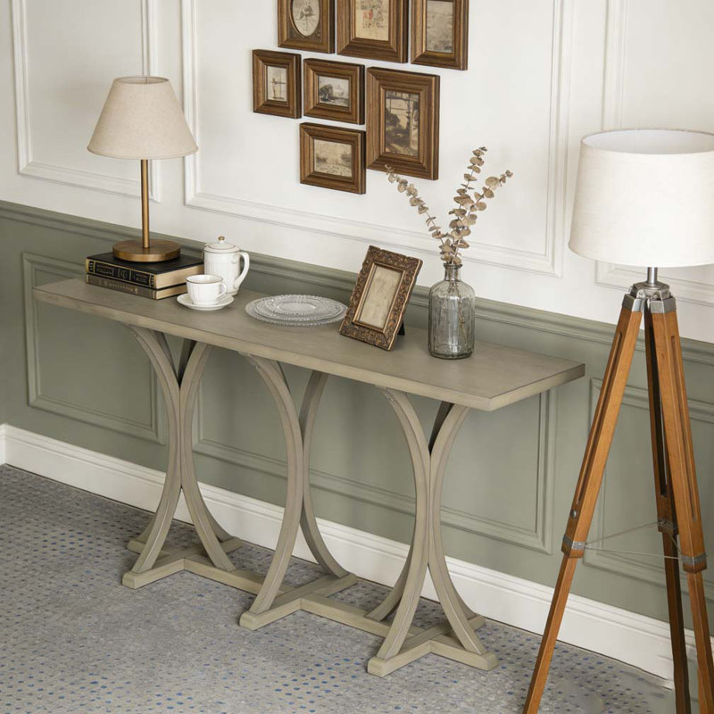 Table console en bois avec placage en chêne, Grey