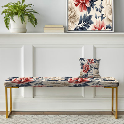 Banc floral rembourré or