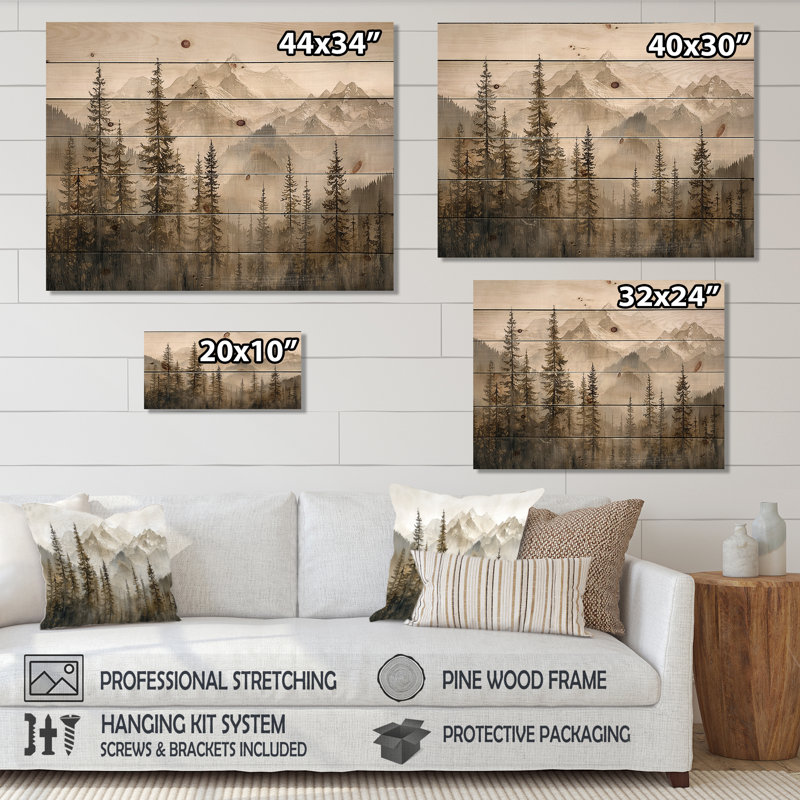 Timber And Peaks Mountain Simplicity In Winter III - Landscape Mountains Wood Wall Art, 24" H x 32" W x 0.78" D