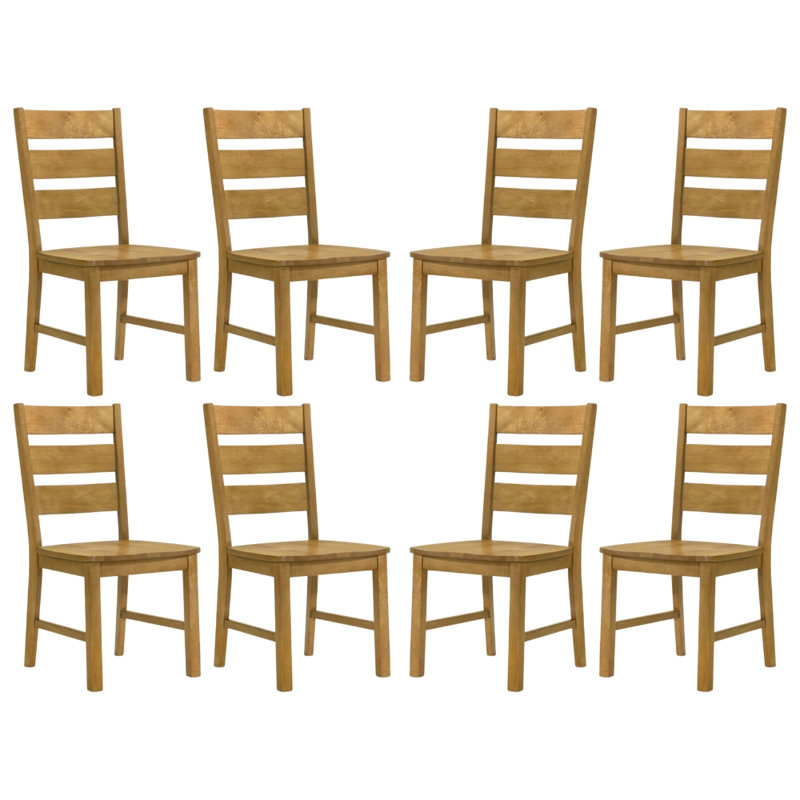 Adalia Rustic Solid Wood Dining Chair Set, Light Oak, 8