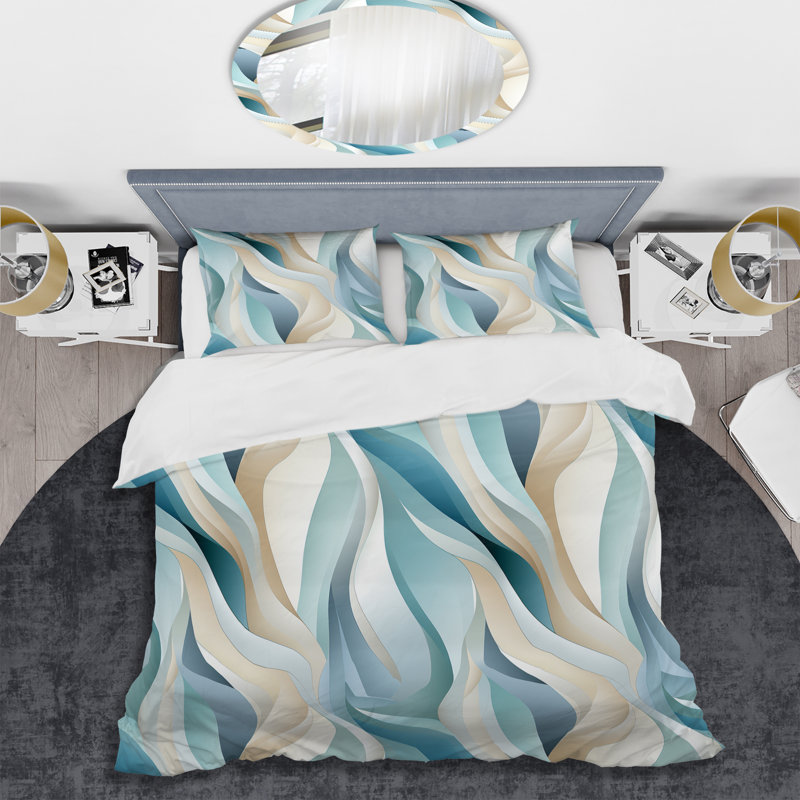 Ensemble de housse de couette géométrique Serene Structures III - Microfibre polyester