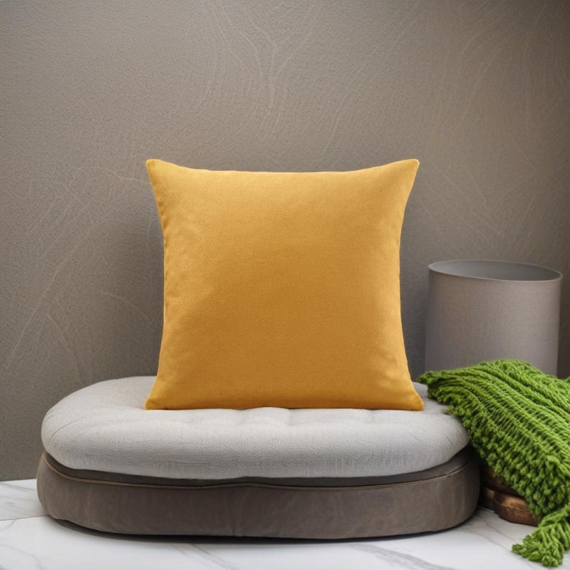 Velvet Feel Chenille Scatter Cushion Cover, 45 cm x 45 cm, Ochre