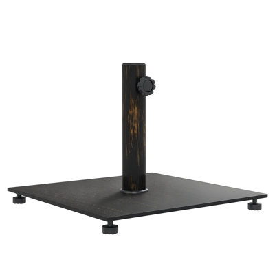 Pied de parasol carré en métal Outsunny, support lesté de 13 kg avec patins réglables pour mâts de 3,8 cm et 4,8 cm, bronze
