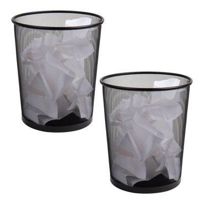 Mind Reader Mesh Trash Can, 16.65L (4.4 gal), Waste Paper Basket, Round, Office, Metal Mesh, Set of 2