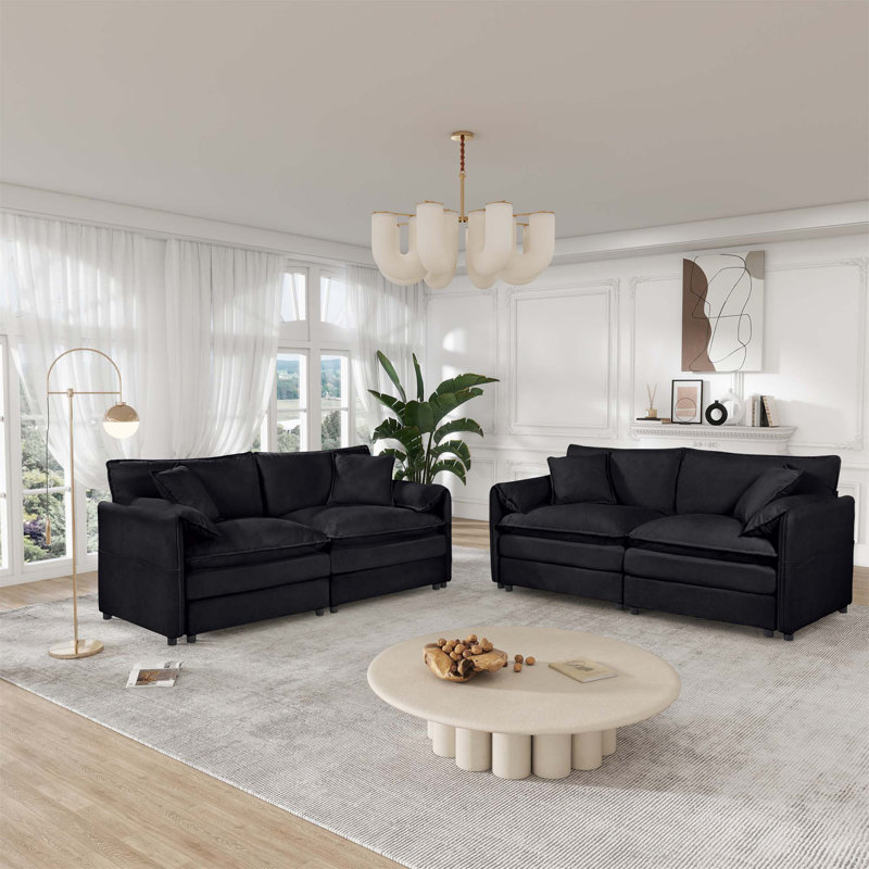 Ensemble de canapé surdimensionné luxueux pour une détente et un confort ultimes, Noir