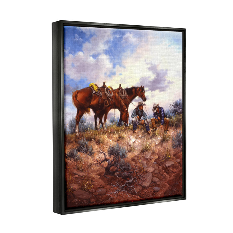 «Bjarnveig Cowboys & Horses Landscape», art mural sur toile flottante par Jack Sorenson, H 21 po x l 17 po x P 1,7 po
