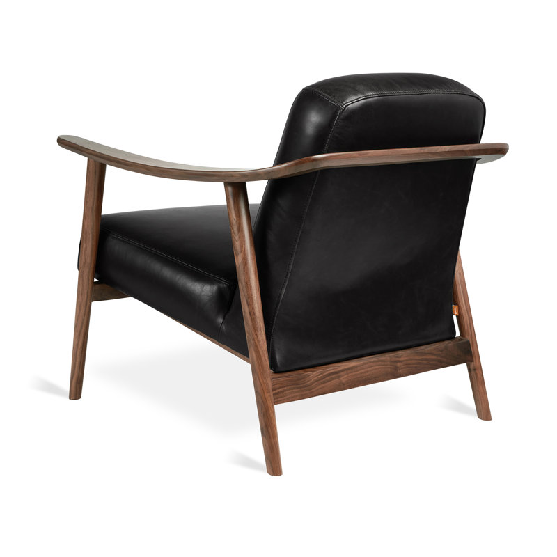 Baltic 76.2Cm Top Grain Leather Wide Armchair, Andorra Pewter Performance Basketweave, Walnut