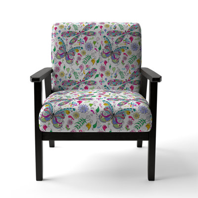 Multicolor Floral Paisley - Upholstered Patterned Accent Arm Chair