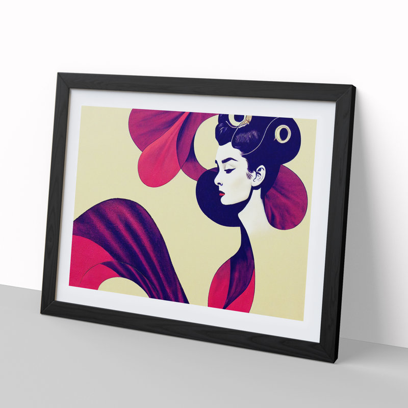 Beautiful Woman - Single Picture Frame Print, 34cm H x 46cm W x 2cm D, Black Frame