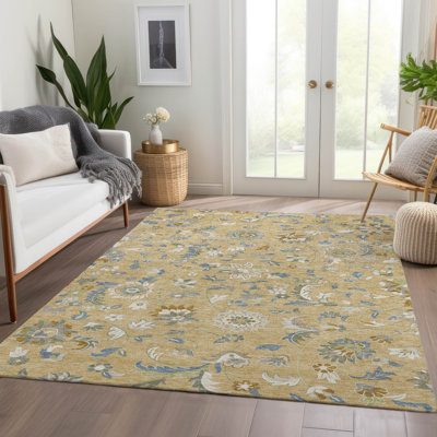 Tapis floral Goulven AMF1006 lavable à la machine de qualité supérieure