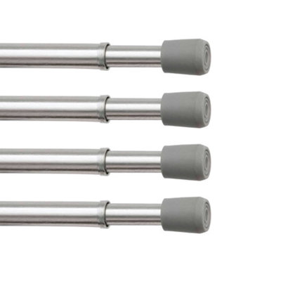  Spring Tension Rod, 18-28" or 28-48" Adjustable Length, 7/16" Diameter Steel Tube, 4-Pack