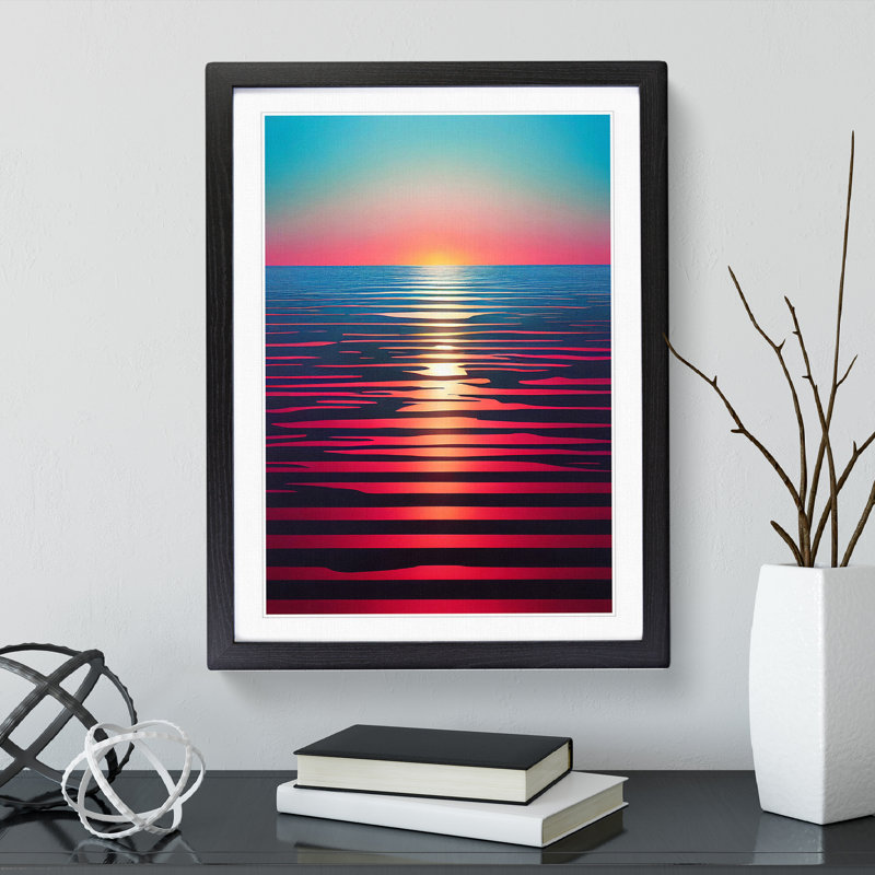 XV1022-2624X Luscious Ocean Sunset - Single Picture Frame Print, 64cm H x 46cm W x 2cm D, Black