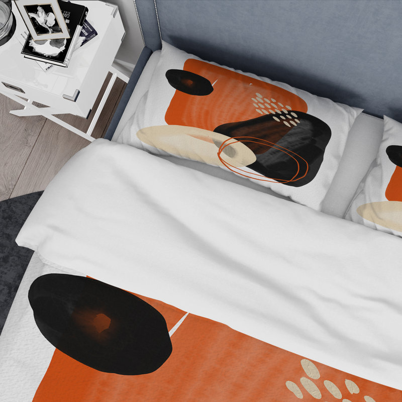 Organic Minimalistic Shapes In Retro Colors III - Ensemble de housse de couette moderne - Microfibre de polyester