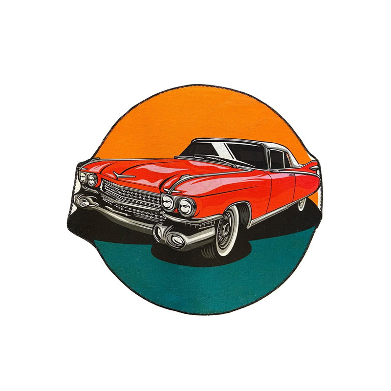 Tapis rond rouge lavable à la machine, Rond 3 pi 3 po