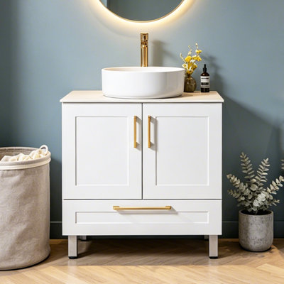  Amini 28.7" Modern Single Bathroom Vanity with Sintered Stone Top & Ceramic Sink