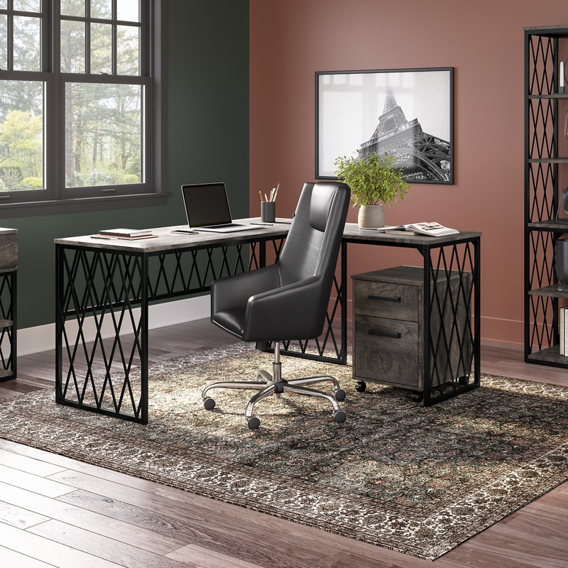 Chaise de bureau Latrae, Similicuir noir