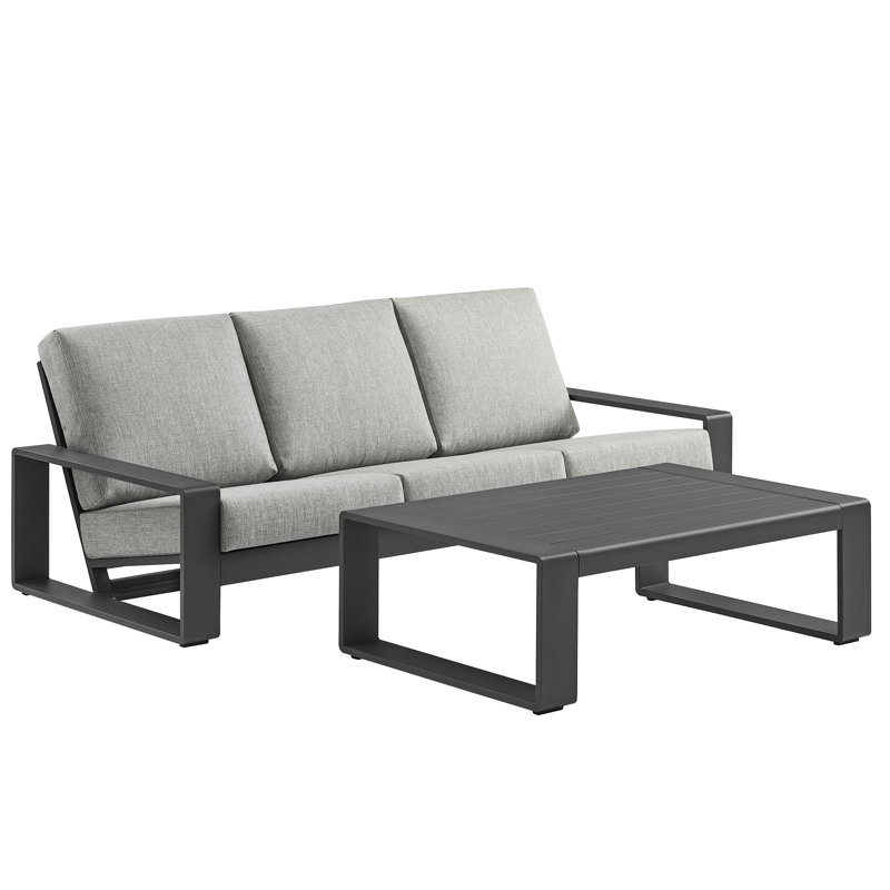 Ensemble de meubles d'extérieur en aluminium 2 pièces Lirienne, Gris clair