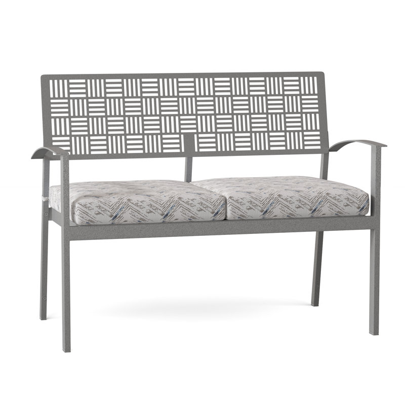 New Century Outdoor Bench, Pewter, Canvas Heather Beige Sunbrella® Canvas