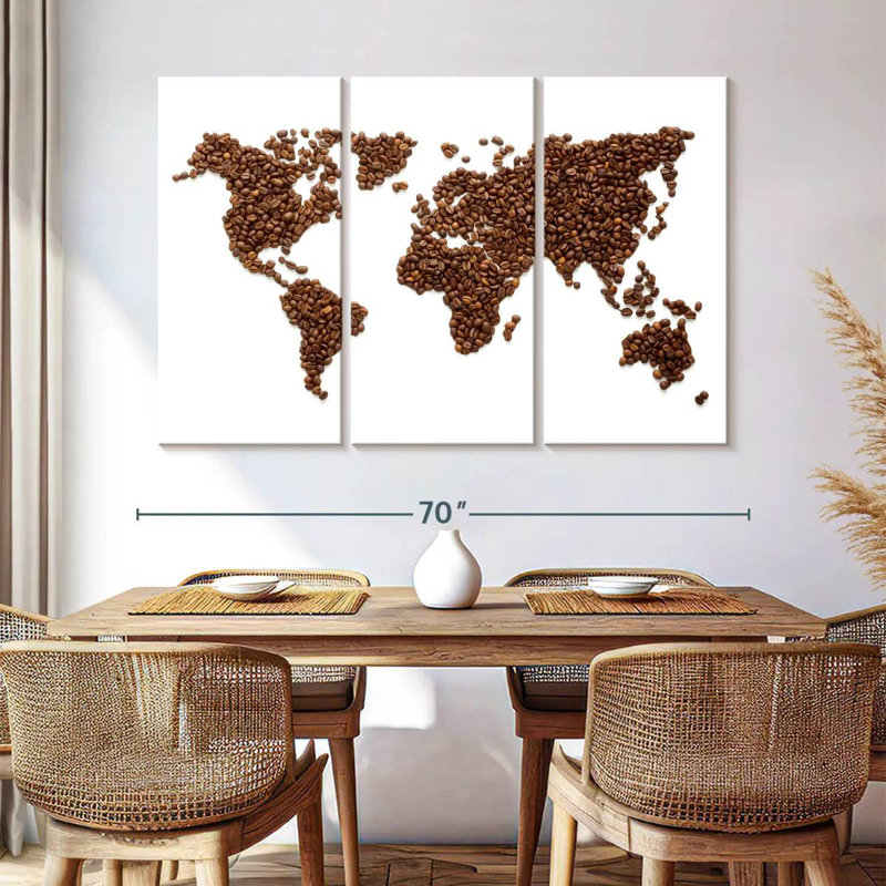 Aliaz Coffee Beans World Map, 42" H x 65" W