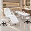 Ensemble de fauteuil inclinable réglable pour salon de tatouage, spa et soins du visage avec 2 plateaux - Blanc/Manuel-1425246141-1529925100