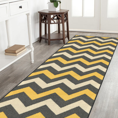 Tapis gris/jaune crocheté Weller