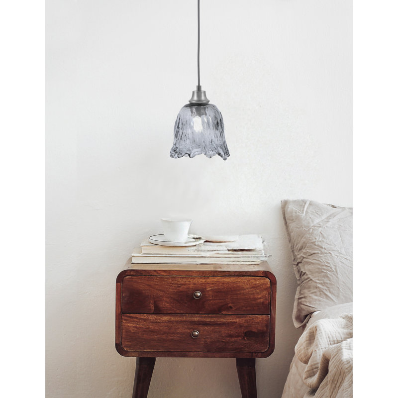 Luminaire suspendu Penshire au fini graphite avec verre de lave fumée de 7 po