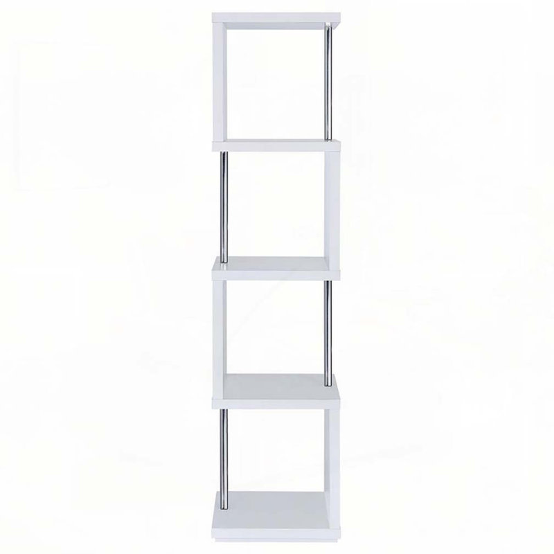White and Chrome 4-tier Bookcase, White