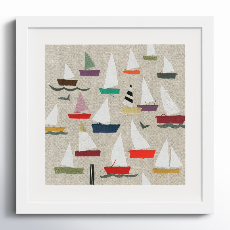 «Montier Plain Sail» encadré sur papier par Jenny Frean, reproduction, H 13 po x l 13 po x P 1 po, Blanc