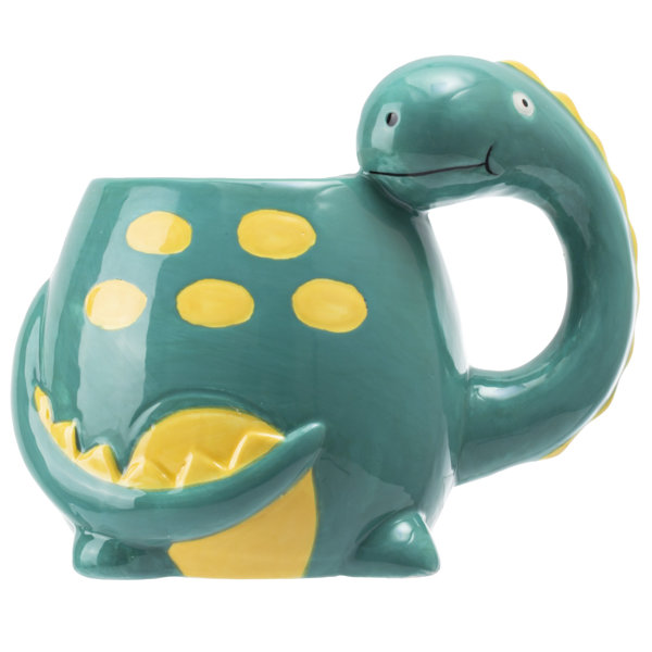 Teal Green Ceramic Dinosaur Cartoon Drinking Mug with Handle