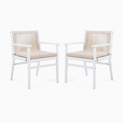 Acacia Wood Rope Design Outdoor Dining Armchair Set